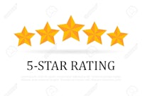 five star rating icon on a white background