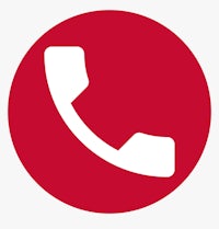 a red phone icon on a white background