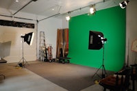 a green screen in a garage