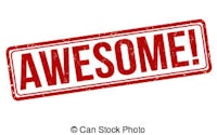 a red rubber stamp with the word awesome on it